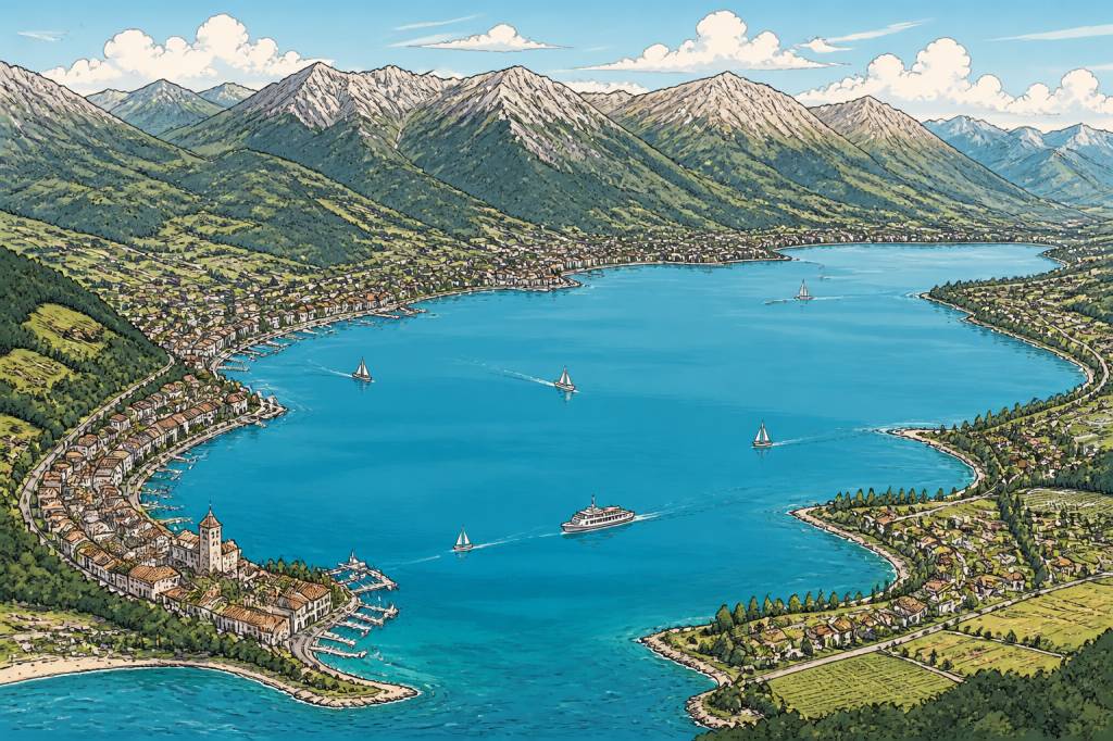 Carte du lac Léman : itinéraire, villes et activités autour du lac