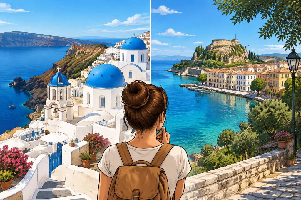 Santorin ou Corfou : quelle île grecque choisir pour vos vacances ?